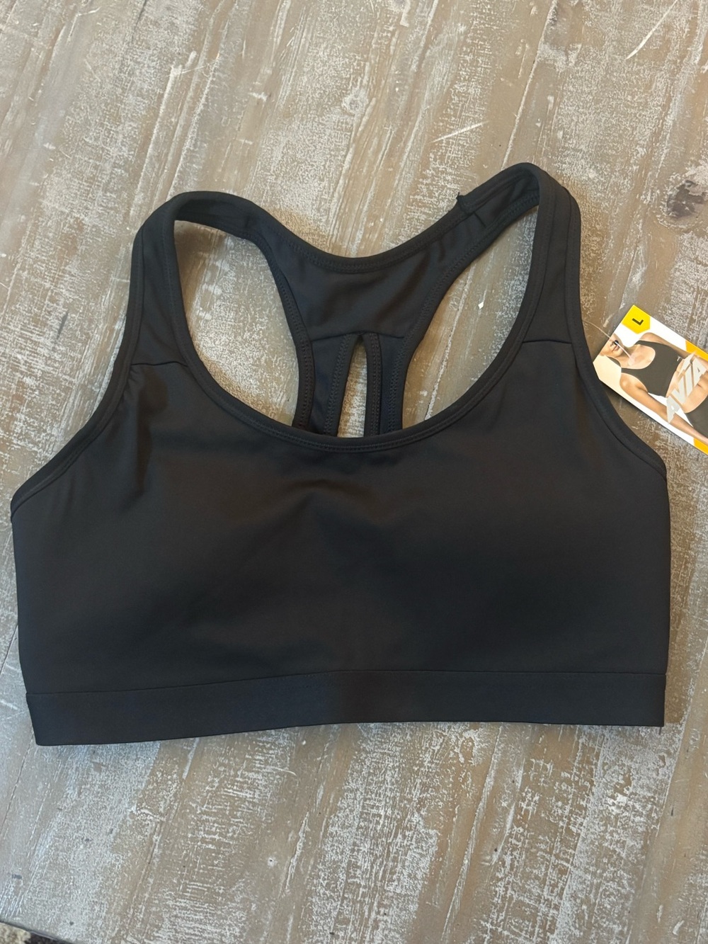 NEW Adjustable Band Black Sports Bra Lightly Padded size Large